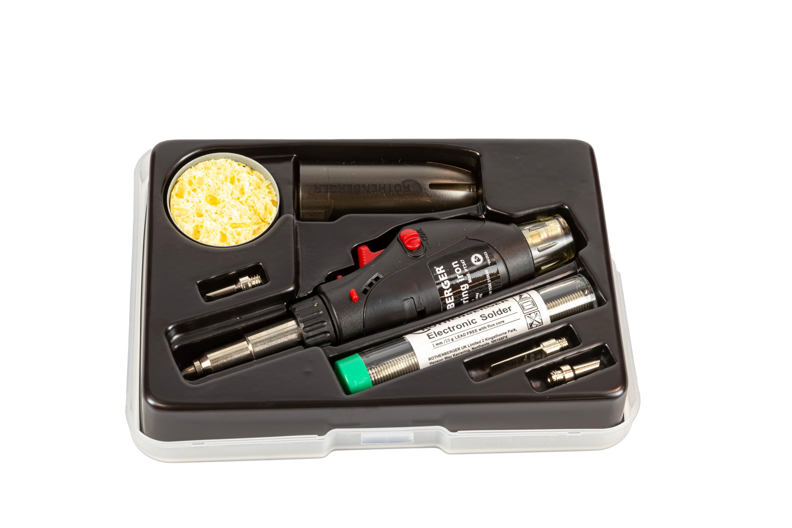 Rothenberger Butane Soldering Iron | Auto Shut-Off Valve | Multi-Purpose Kit | 4 Tip Cordless Torch | Premium Grade