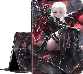 Case for iPad mini 7 A17 Pro 2024/iPad Mini 6 2021 8.3 Inch iPad mini 7th/6th Gen Case, Slim Folding Stand Cover with Auto Wake/Sleep for iPad mini 8.3" 7th/6th Gen, Anime Girl and Red Dragon