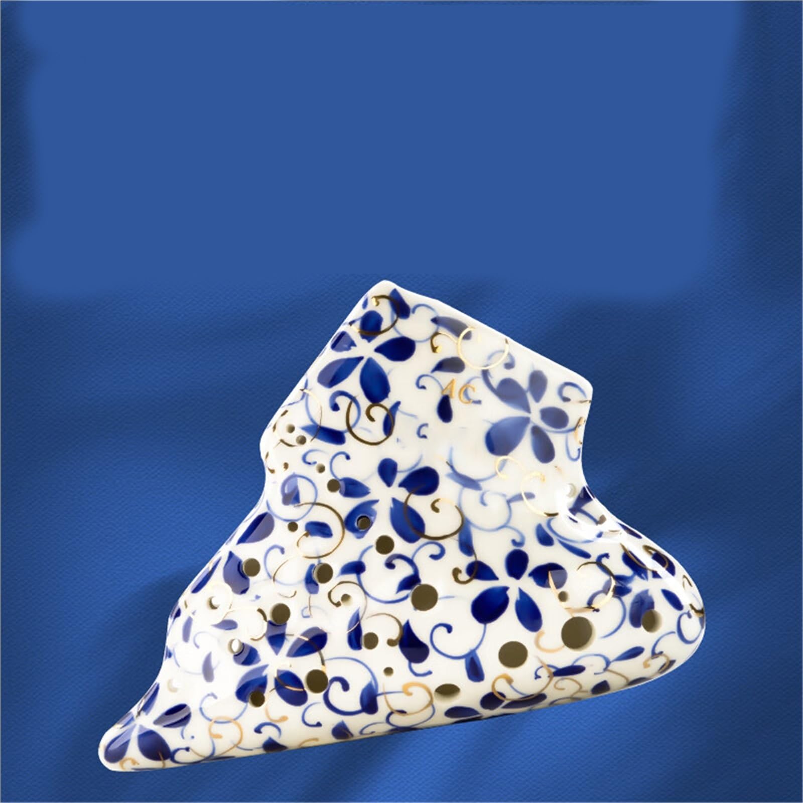 Instrumento Ocarina Alto C Key Ocarina Cuatro Tubos Porcelana Azul Y Blanca 12 Agujeros