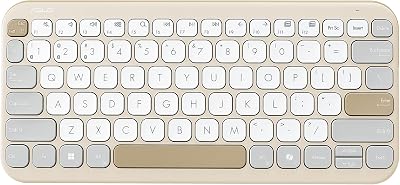Marshmallow Kw100 Keyboard, Supports Up to 3 Devices, 1.6Mm Key Travel, Scissor Keys, Compact & Lightweight Keyboard, Bluetooth (Color - Oat Milk)