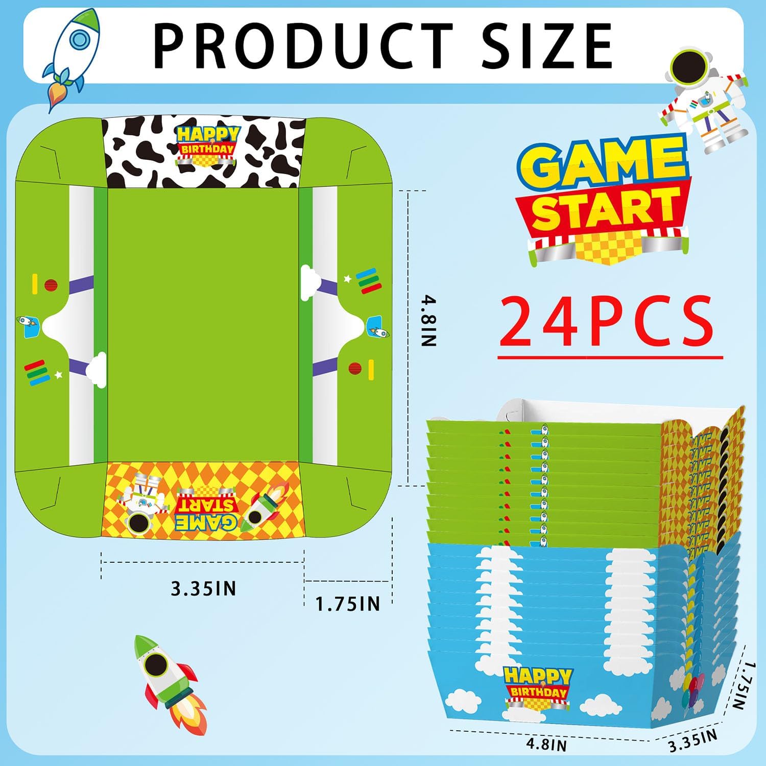 24 Pcs Cartoon Paper Food Tray Cartoon Themed Birthday Party Supplies
