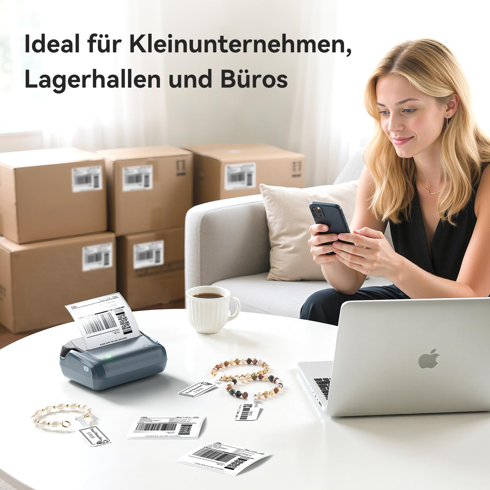 NIIMBOT DHL Etikettendrucker, 4x6 Versandetiketten Drucker B4 Label Printer, Beschriftungsgerät Selbstklebend Tragbar Etikettiergerät für Barcode, Amazon, Etsy, Shopify, DPD, GLS, UPS, DHL, FedEx