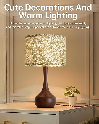 Miniatura 8 de Lámpara de mesa moderna de 17 pulgadas, lámpara de escritorio para sala de estar, dormitorio, oficina en casa, patrón de madera roja, mesita de