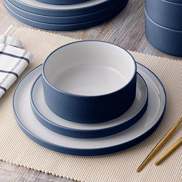 Noritake ColorTex Stone Blue 12-Piece Dinnerware Set, Service for 4