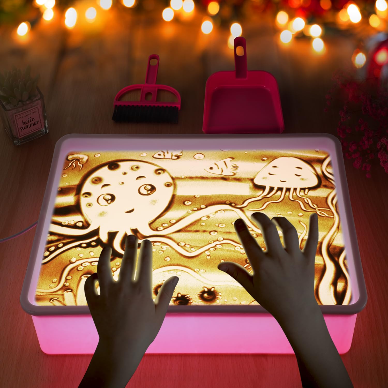 Photo 1 of AtMini Light Table for Kids-Sand Painting Light Box Sand Art Kits Light Table Toys for Boys and Girls, 16" (Pink)