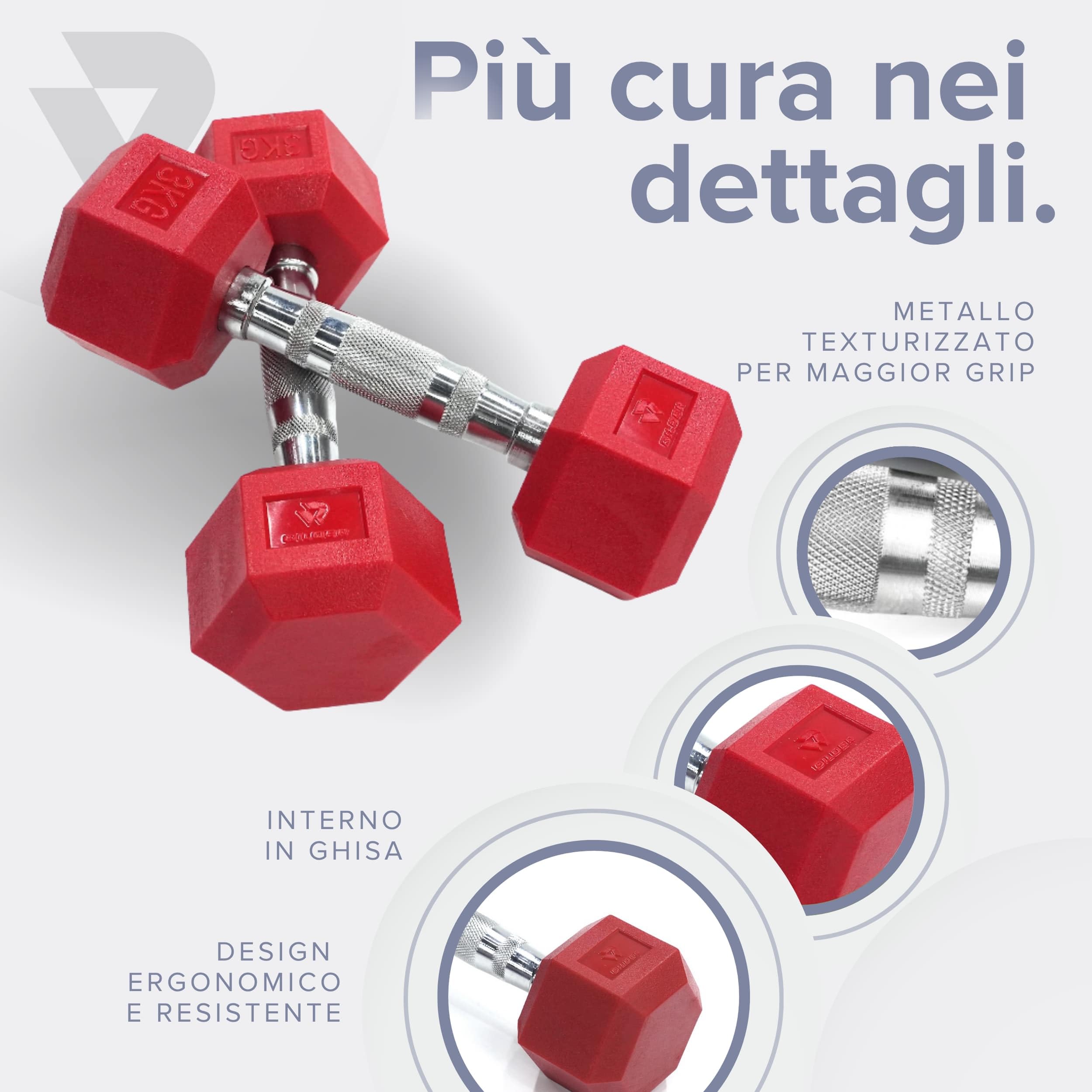BILDER - Coppia Manubri Palestra, Forma Esagonale e Impugnatura Antiscivolo, Set Pesi Palestra e per Allenamento a Casa per Tonificazione e Riscaldamento, Set Manubri Duraturi Salvaspazio