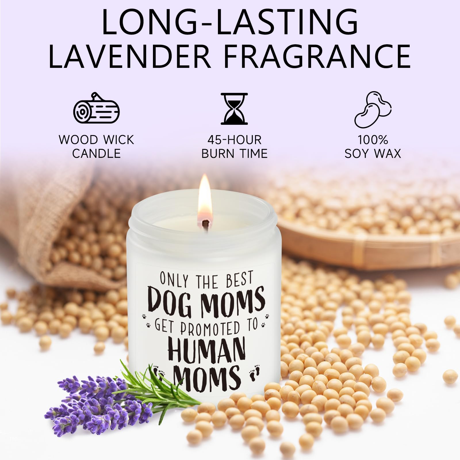 UAREHIBY Best Expecting Mom Gifts,New Mom Gifts for Pregnant Women,Funny Dog Mom Pregnancy Gift for Expecting Mom,Mothers Day Gifts for Dog Mom,Funny Dog Mom Gifts with Lavender Scented Candle, Brown