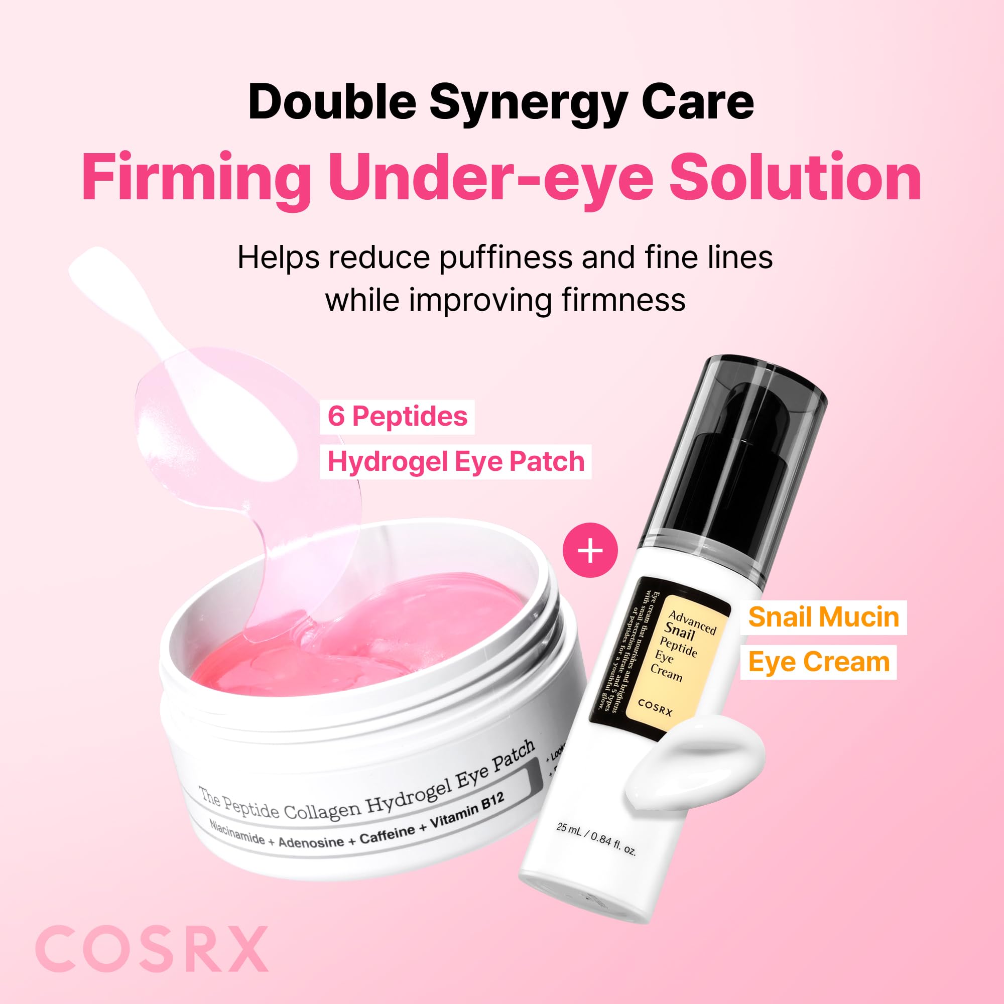 COSRX Pink Peptide Collagen Hydrożelowa plaster pod oczy, 60 plastrów przeciwzmarszczkowych, na opuchnięte oczy, cienie pod oczami, opuchliznę, zmarszczki i drobne linie, ujędrniające i łagodzące