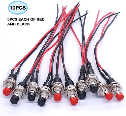 Vista 21 de Twidec /10 unids 3V-6V-12V-24V-250V Interruptor de botón momentáneo 2 pines ON/OFF SPST 0.276 in negro normal abierto 1A Mini interruptor de botón