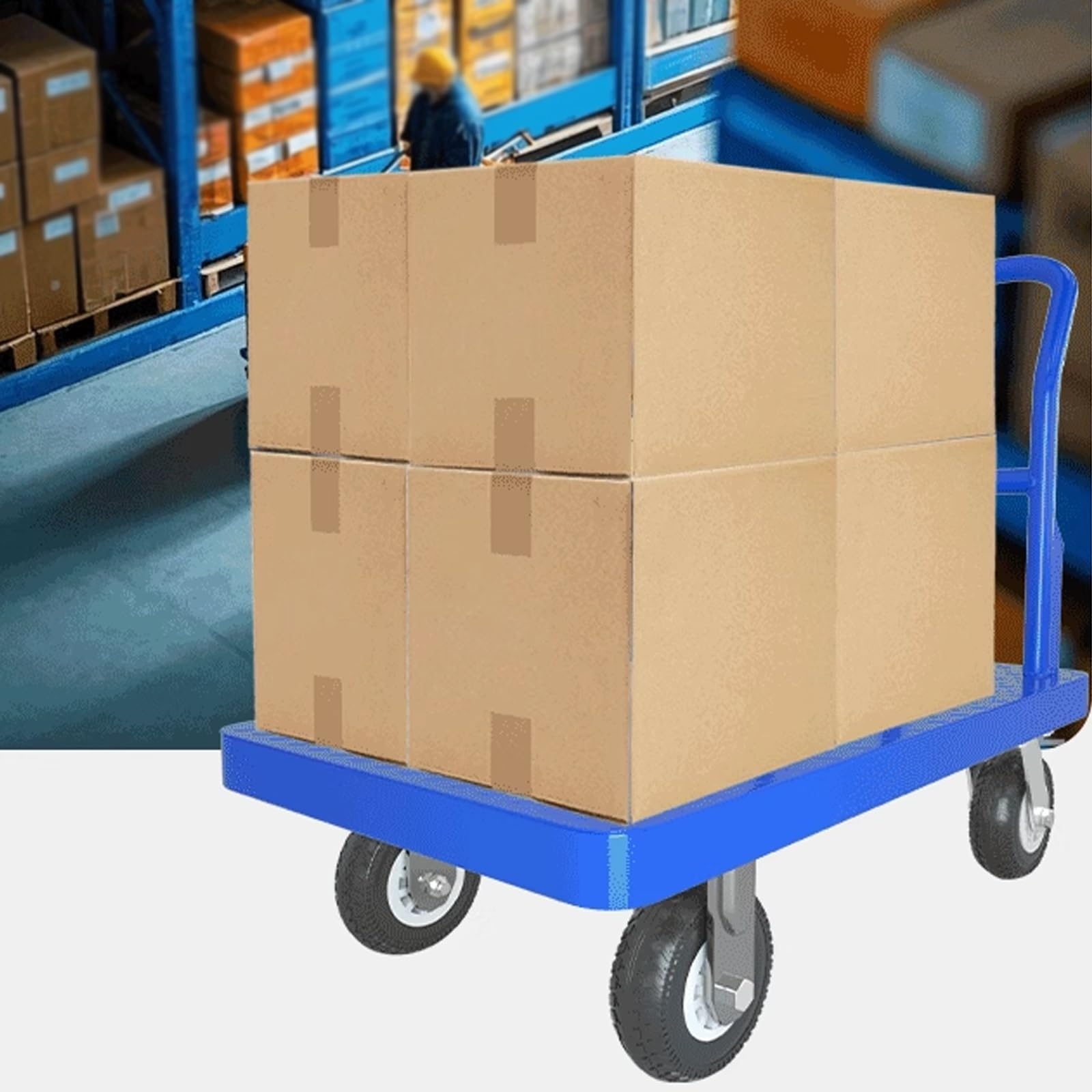 Wytrzymały stalowy wózek transportowy, składany, do płynnego transportu, idealny do garażu, warsztatu i domu, 63 x 105 x 88 cm