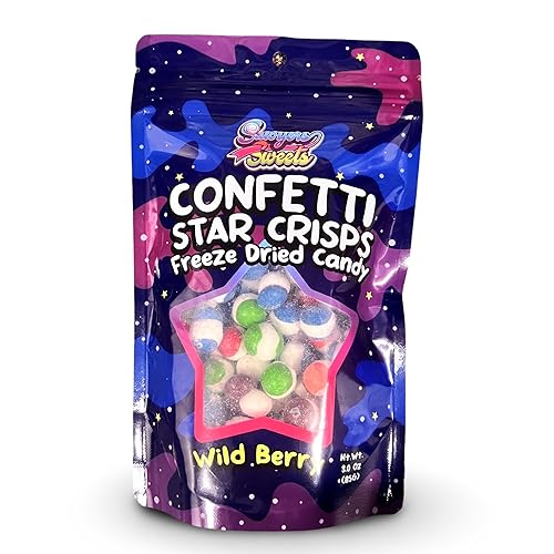 Freeze Dried Candy Confetti Star Crisps  3 onzas de Cosmic Candy Crunch, liofilizado Skittles  Sabor mejorado Burst Regalo perfecto para todas las