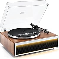 Vista 1 de Reproductor de discos de vinilo con altavoces HiFi integrados, tocadiscos Bluetooth de transmisión por correa para discos de vinilo con cartucho