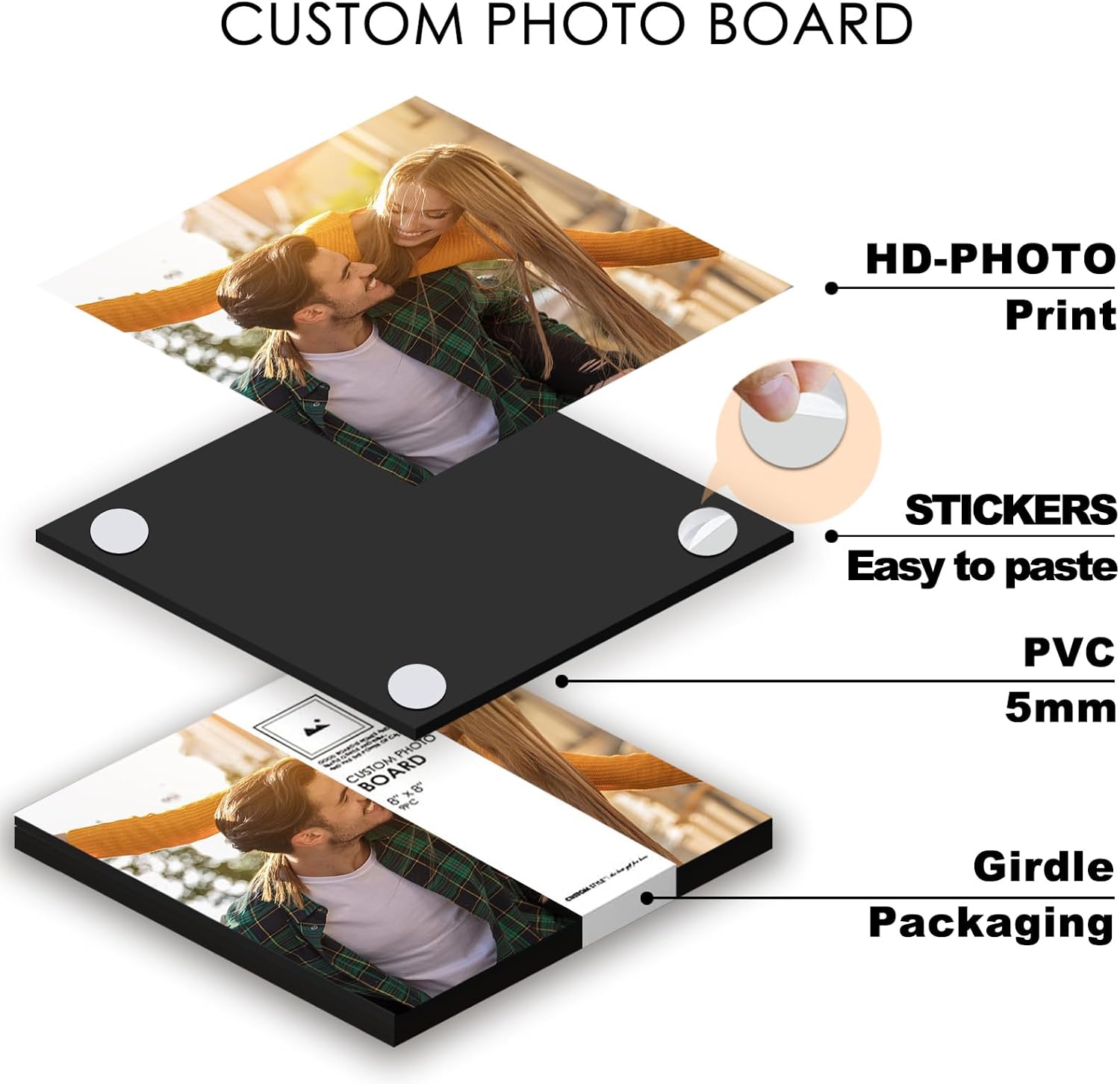 Custom Photo Tiles, Personalized Mix Tiles Picture Frames Stick on Wall, Picture Frames Collage Wall Decor Square Picture 9pcs, Photo Gift for Family