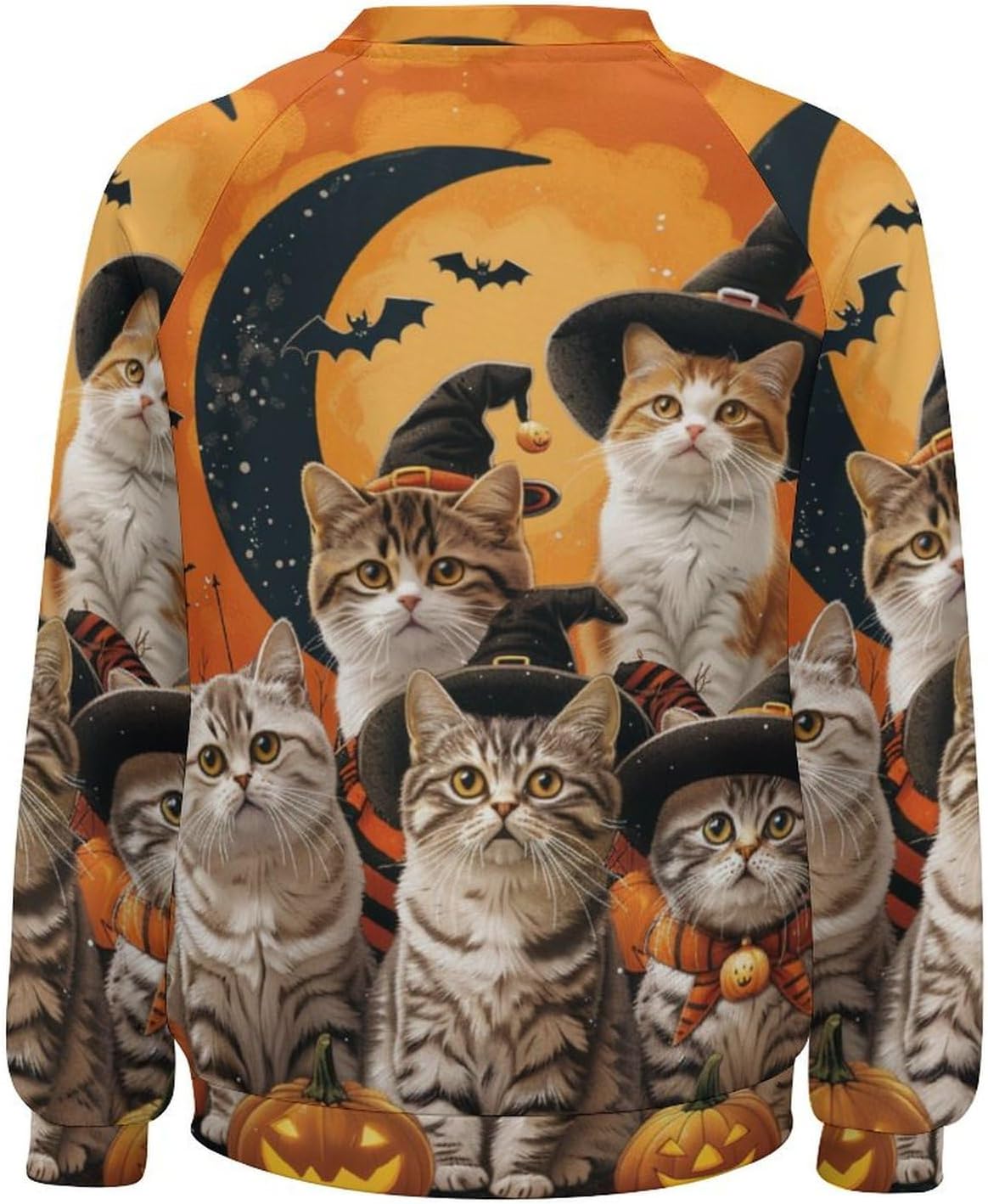 Sweatshirt for Women Halloween Cat Print Crewneck Casual Vacation Trendy Fashion Funny Warm Long Sleeve Shirts - Image 5