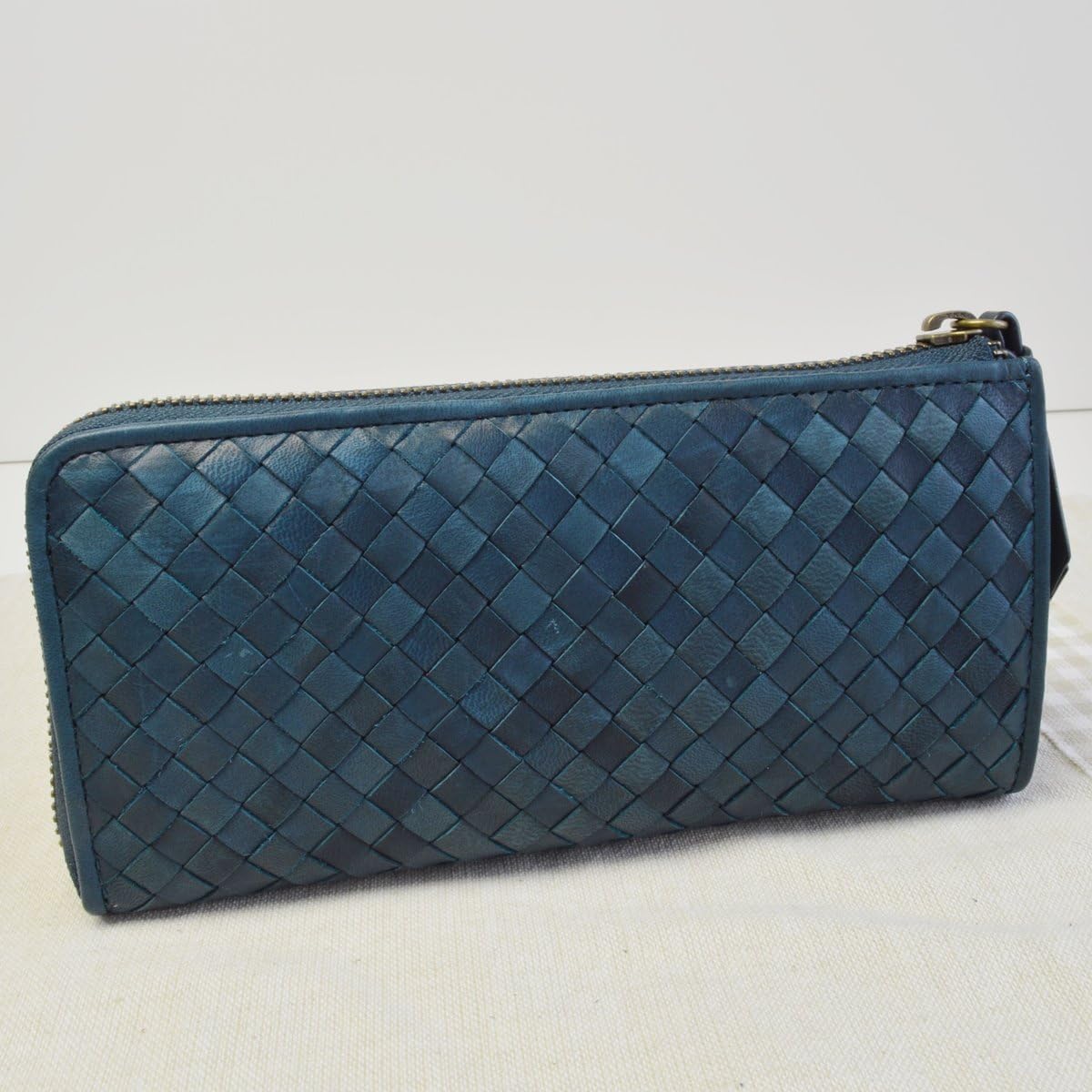 Breast Wallet Genuine Pony leather Mesh BULE No.22596 Fashion Wallet Zipper Purse Men's & Women's .Brands of Japan