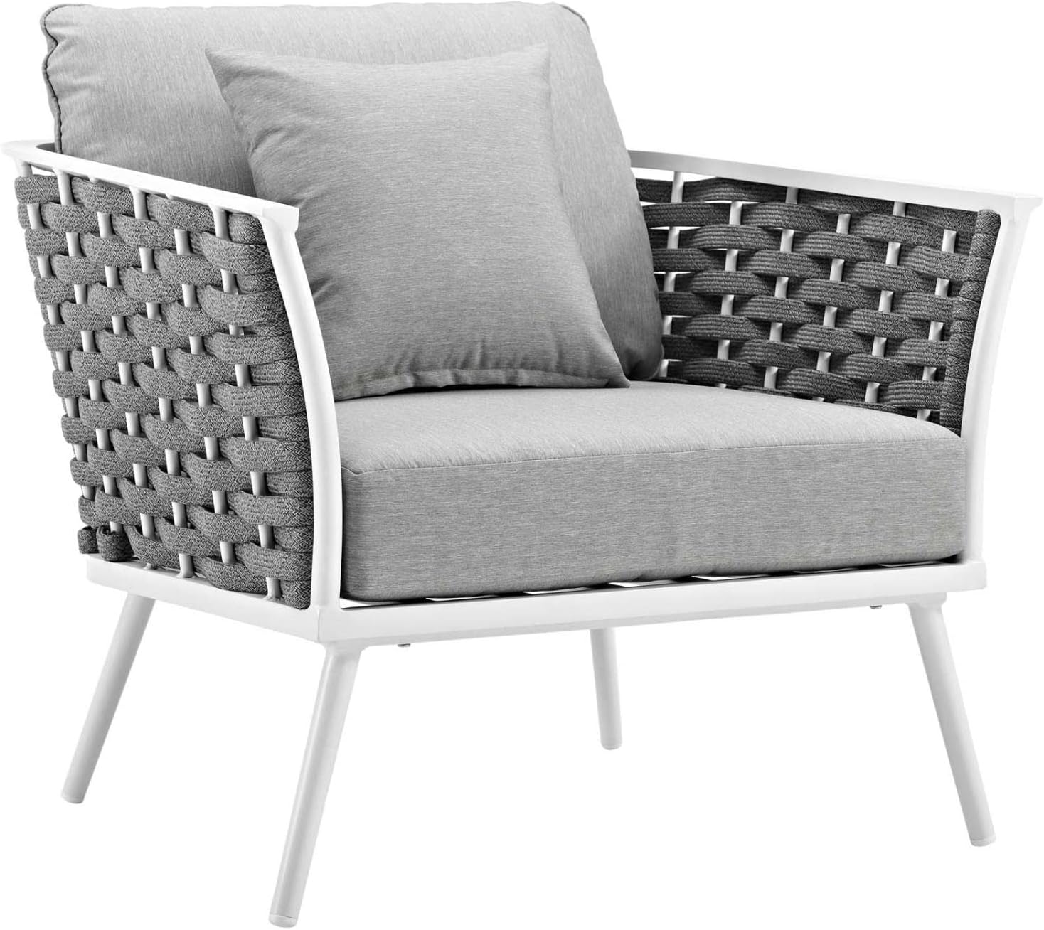 Modway Stance 6 Piece Outdoor Patio Aluminum Sectional Sofa Set in White Gray