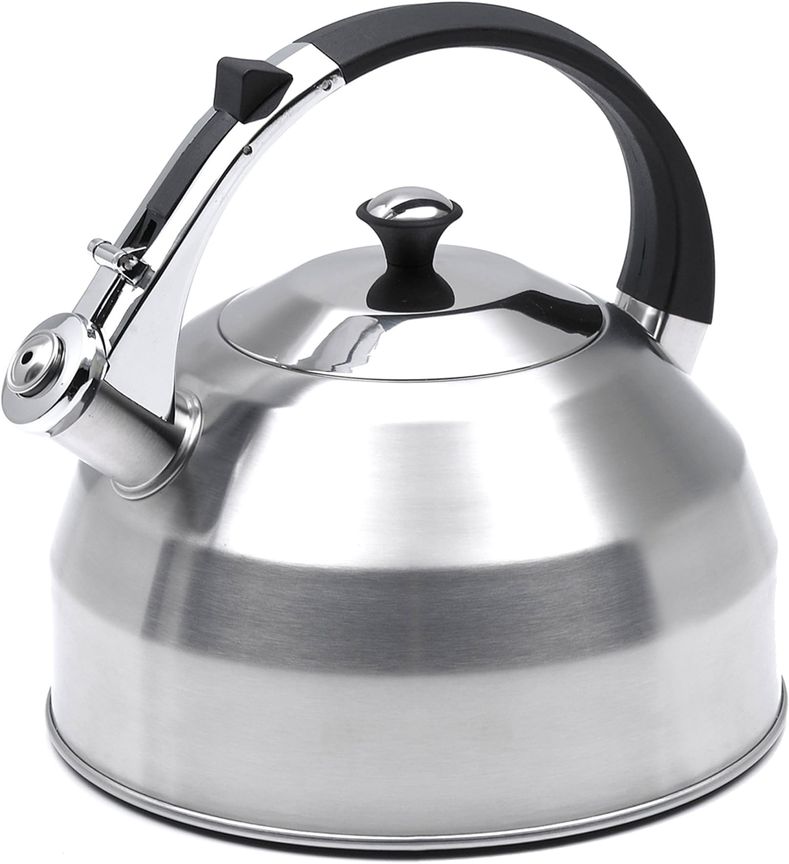 Evco International Panorama Stainless Steel Whistling Tea Kettle with Aluminum Capsulated Bottom for Even Heat Distribution, 3.7 Quart, Brushed Finish