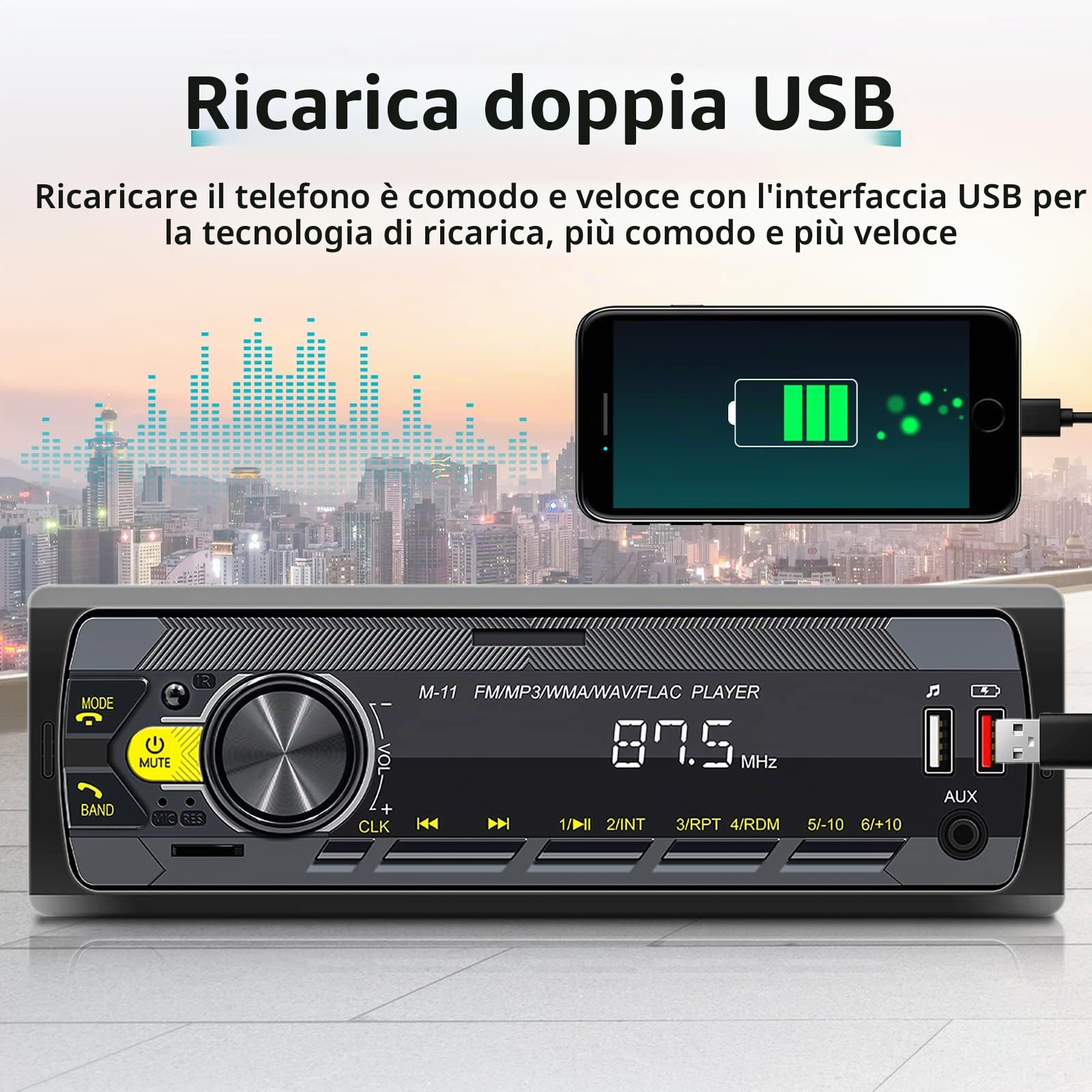 NHOPEEW Autoradio 1 DIN Con Bluetooth 5.0, Hands-Free, Comandi Vocali E APP - 2