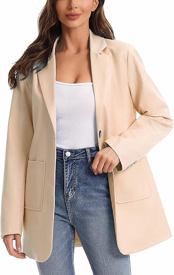Womens Casual Blazer Long Sleeve Open Front Work Office Blazer Jackets with Pockets