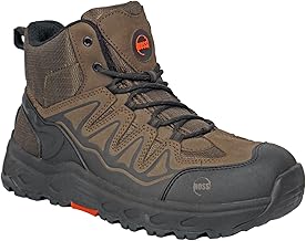 HOSS, Aluminum Toe, Leather Nylon Upper, EH Protection, Size 12 Width Extra Extra Wide, Color Brown, Model# 50239 12 6E