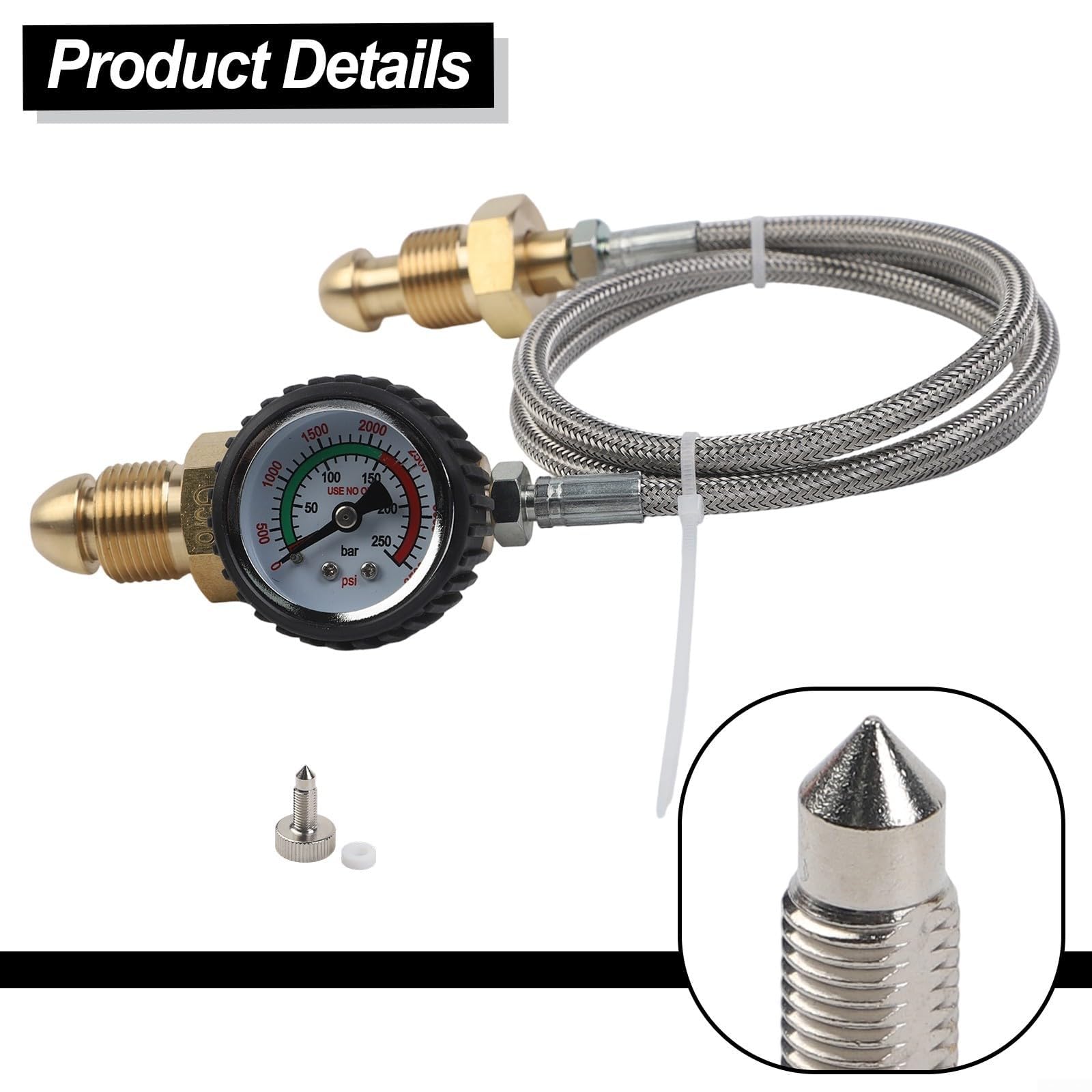 Manguera de recambio de cilindro de argón para BS 341 No 3 UK G 5/8 RH, adaptador de transferencia de acero inoxidable de alta presión para estación de llenado de línea trenzada de 90 cm
