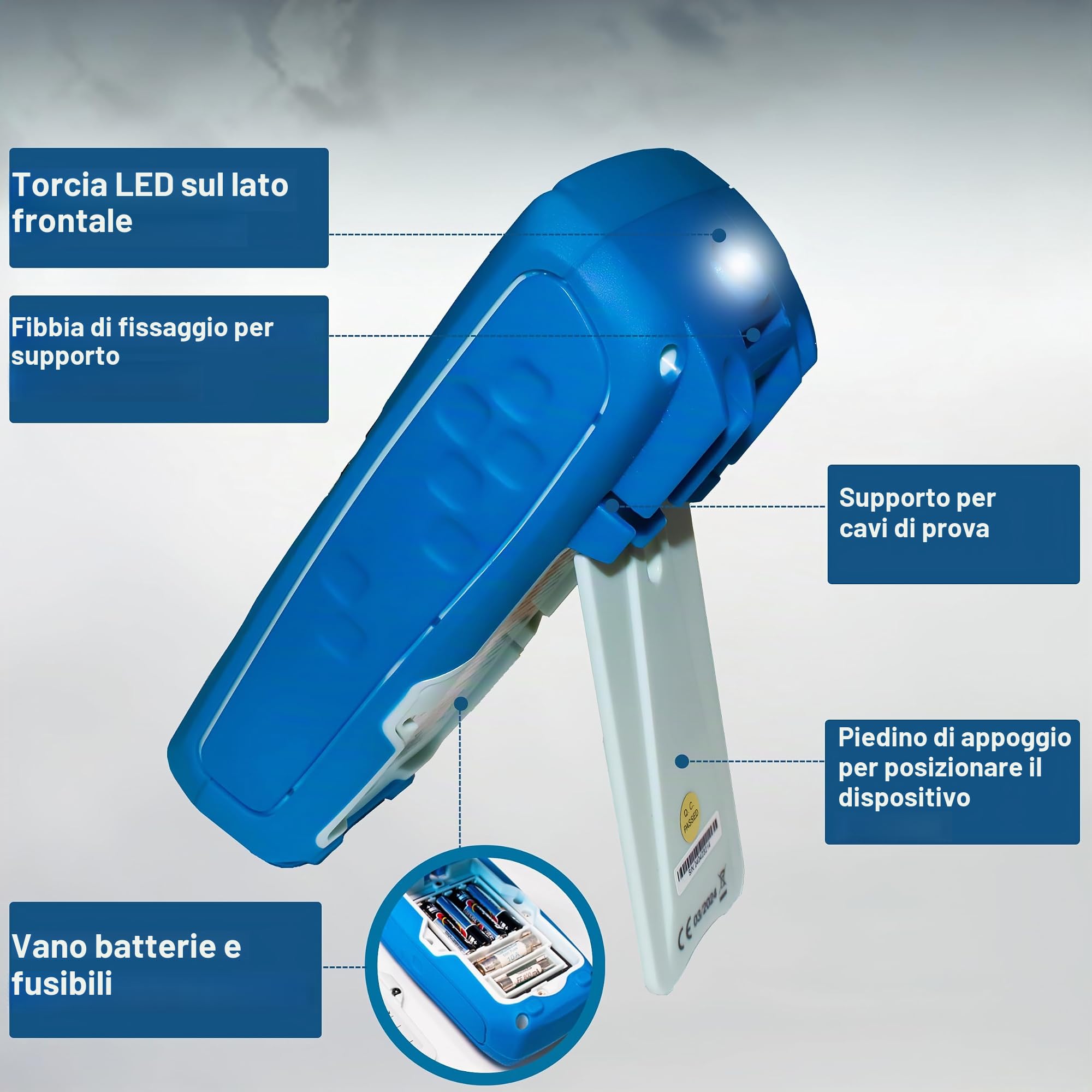 PeakTech 3443 – Multimetro digitale con illuminazione a LED, Impermeabile (IP67), 6000 conteggi, Custodia estremamente robusta, Multimetro tascabile, Voltmetro, Tester di continuità - CAT III 1000V