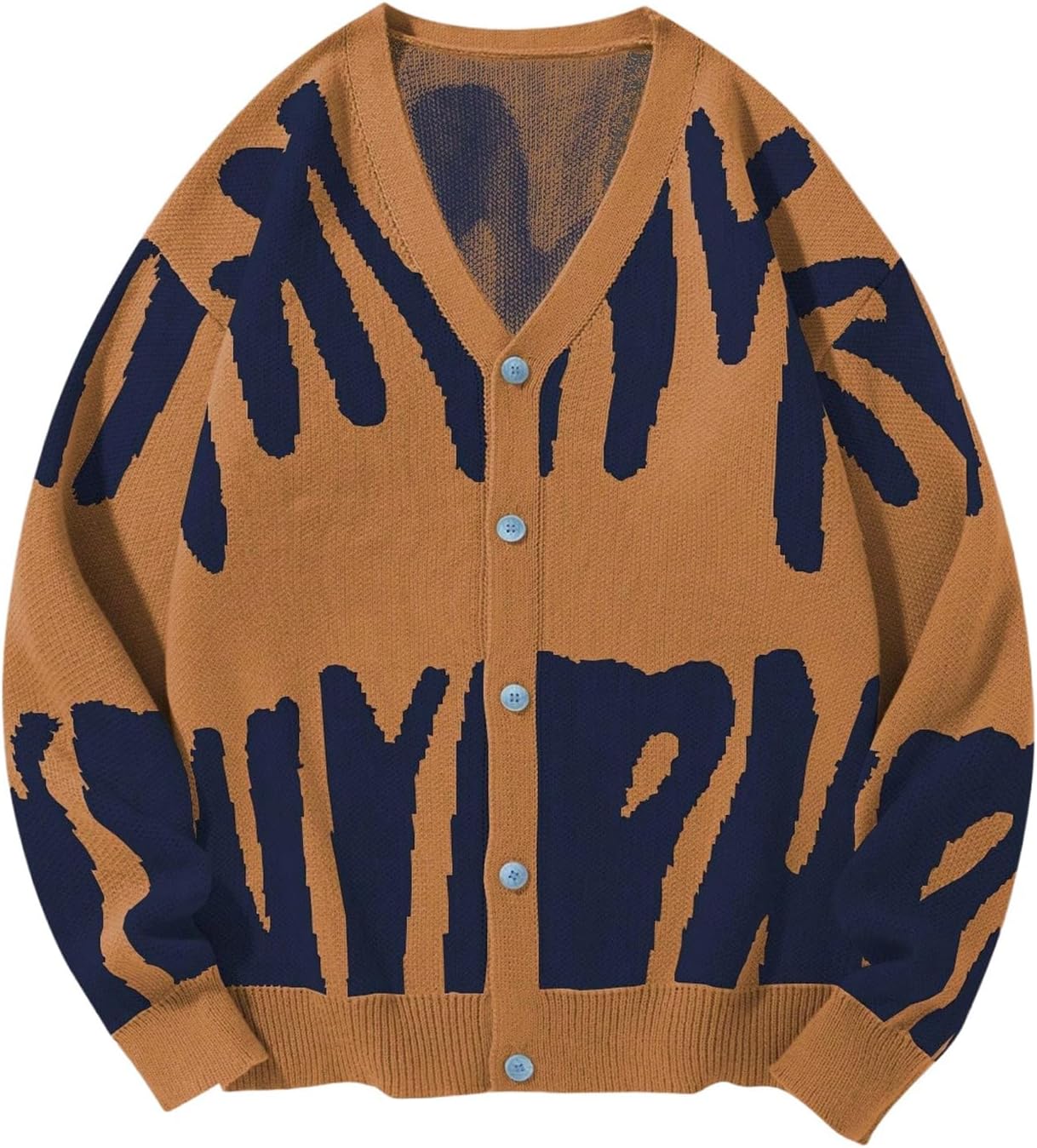 SweatyRocks Men's Y2K Long Sleeve Cardigan Sweater V Ncek Button Down Oversized Sweaters Unisex Casual Knitted Outerwear