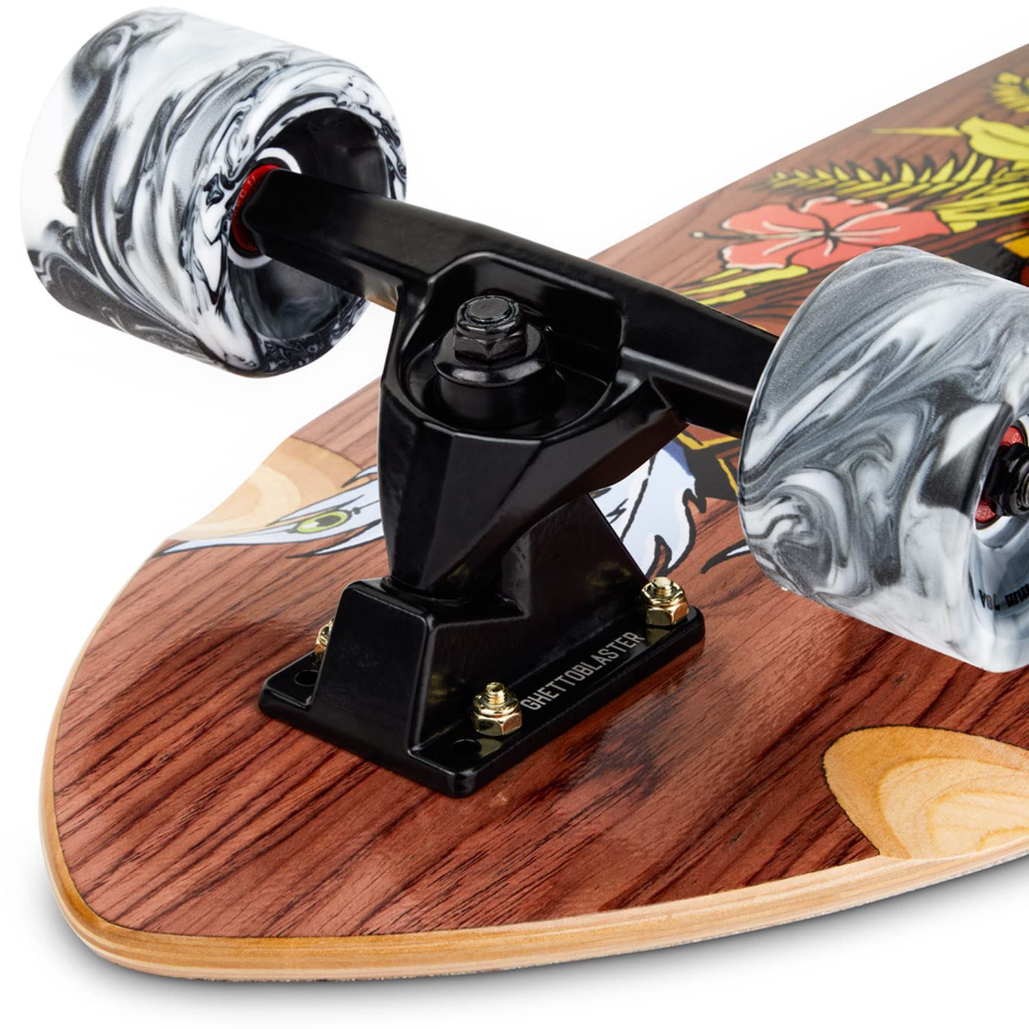 Surfskate Skateboard Carver Ghettoblaster - Cuscinetti Veloci a Sfera ABEC 11 - Tavola in Acero Canadese e Teak a 7 strati - Ideale per Pumping - Principianti Bambini e Adulti