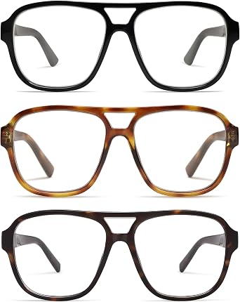 AMOMOMA 3Pack Oversized Aviator Reading Glasses Readers Women Men AM6081