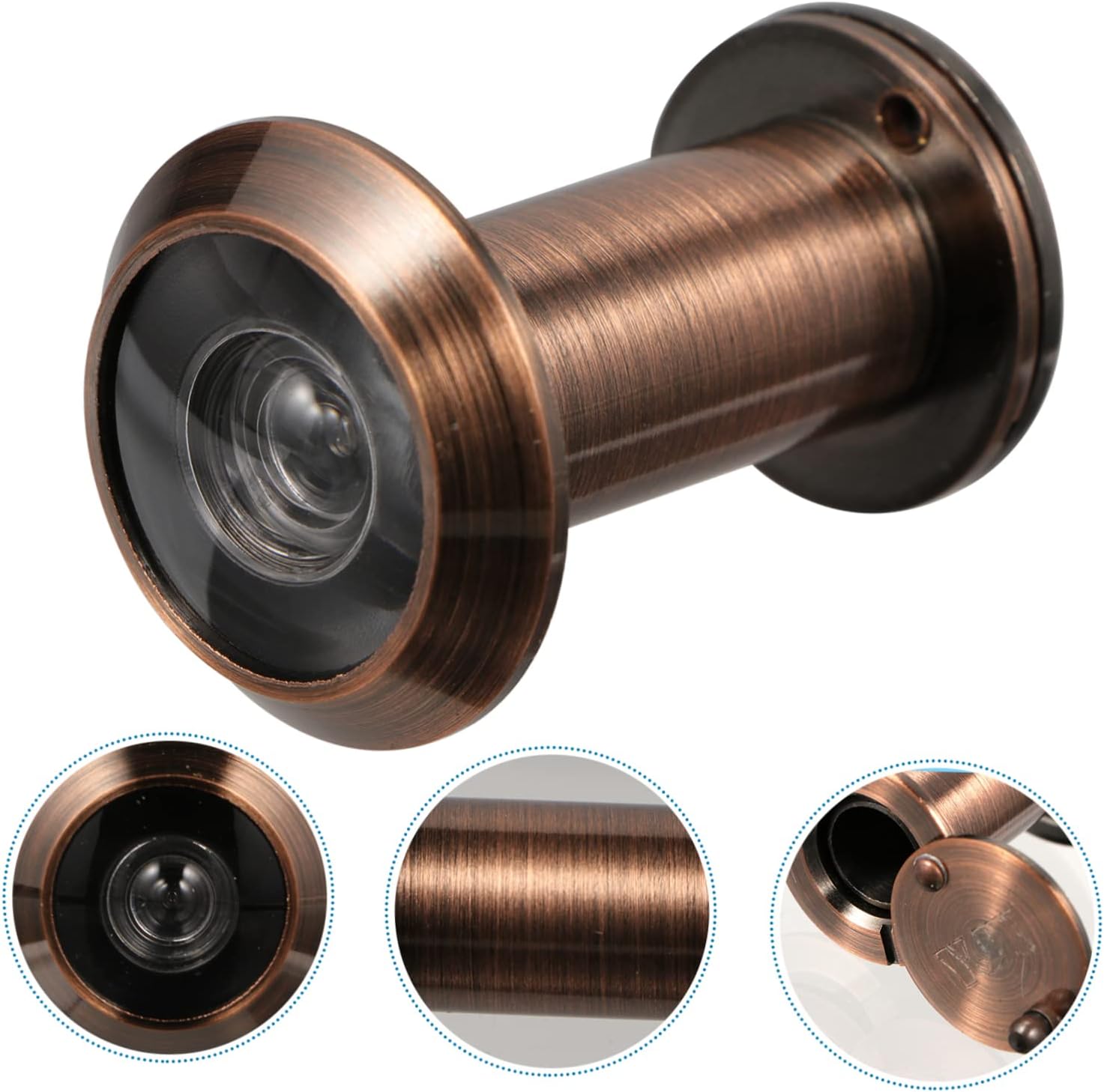 Copper Door Viewer with Cover Large Viewing Angle Security Peephole | Modern Front Door Monitoring, Privacy Lid Design, Red Finish, Entrance Use, Home Hardware Accessory