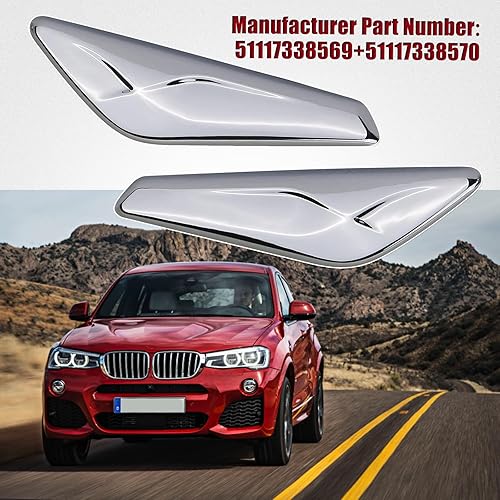 Miniatura 2 de 51117338569+51117338570 2 piezas guardabarros delantero derecho + lado izquierdo acabado cromado apto para BMW X3 F25 X4 F26 2013-2017