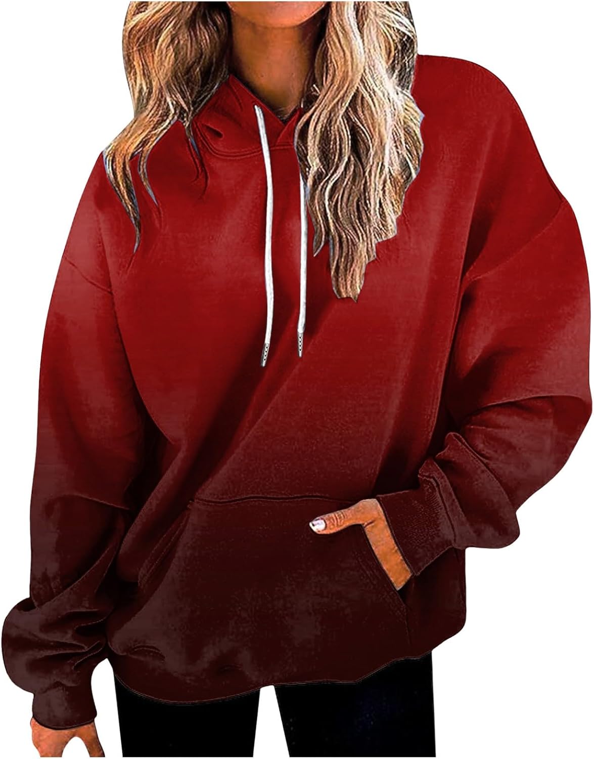 ECUNGWUA Oversize Hoodie Damen - Kuscheliger Kapuzenpullover Mit Farbverlauf Für Herbst & Winter