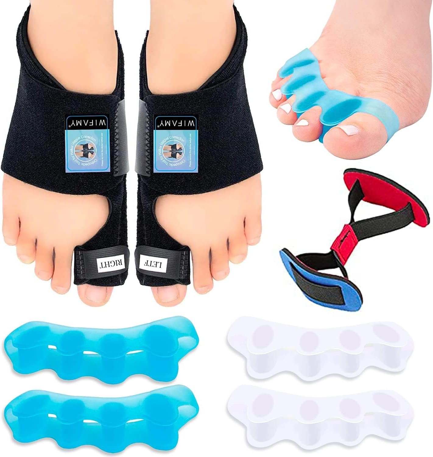 Wifamy Bunion Corrector big toe straightener, Toe Separators to Correct Bunions, Toe Spacers for Pain Relief, Hallux Valgus Brace Toe Stretch Band – Lightweight, Comfortable and Breathable