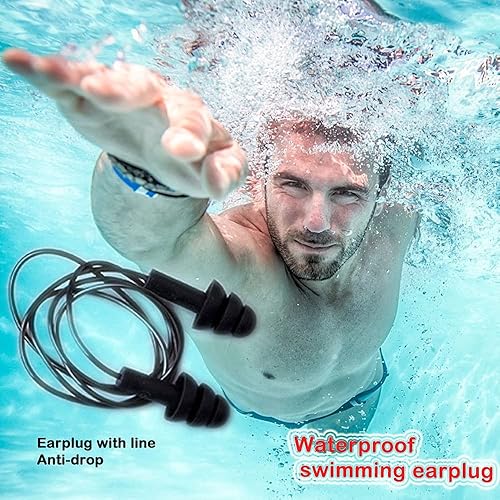 Miniatura 3 de Tapones para los oídos con cancelación de ruido con cables, 4 pares, tapones para los oídos de silicona suave con reducción de ruido, impermeables,