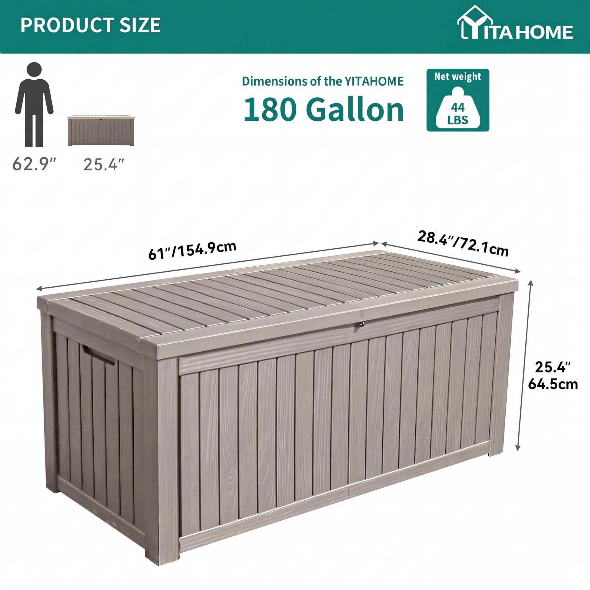 Amazon.com: YITAHOME 180 Gallon Large Deck Box w/Divider, XL