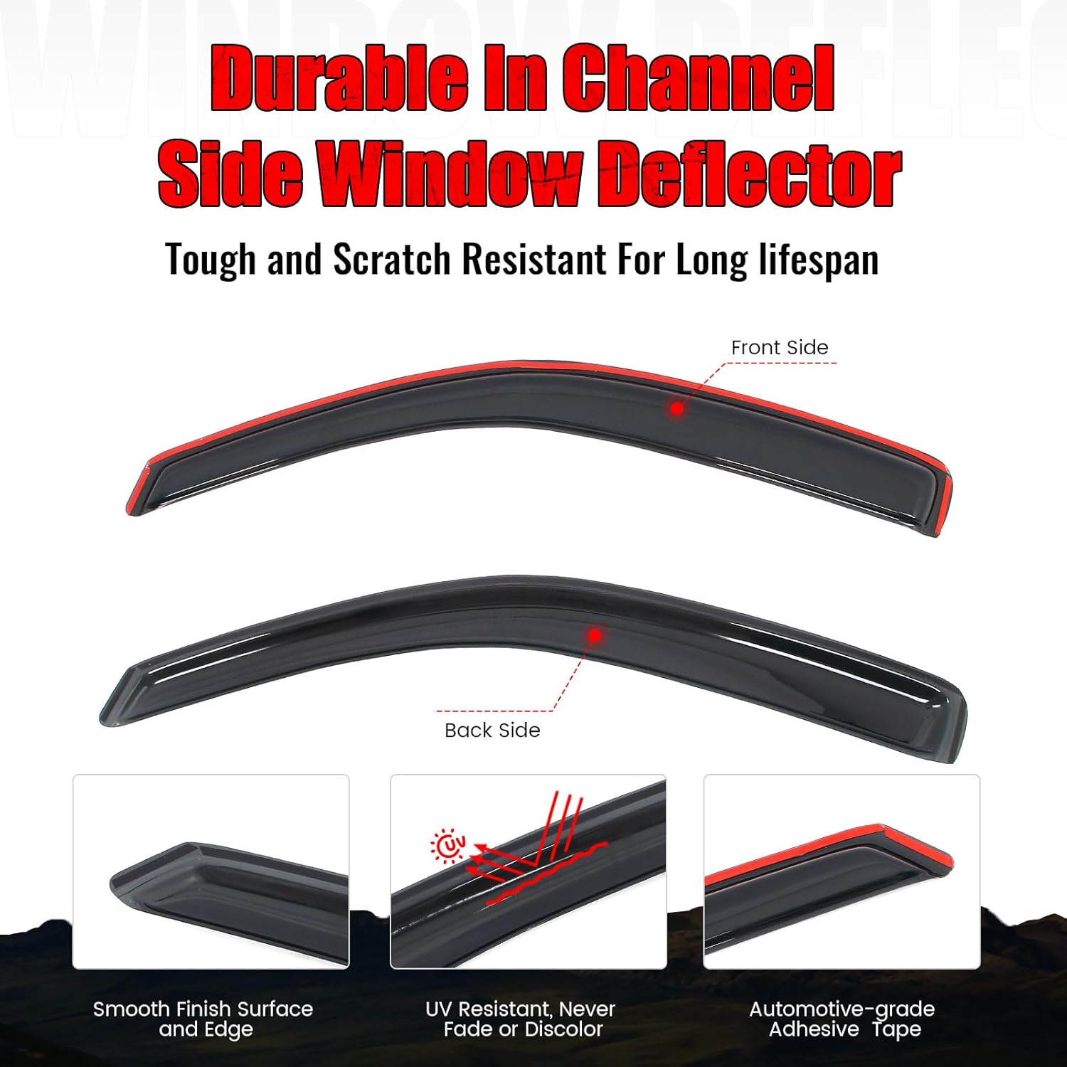 IKON MOTORSPORTS in Channel Window Visors Compatible with 2005-2021 Nissan Frontier Extended Cab, Slim Style Acrylic Smoke Rain Guards, Side Window Wind Deflectors 2PCS