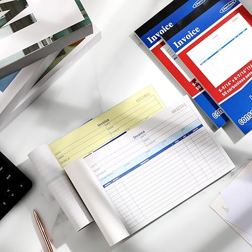 Miniatura 5 de Lincia Libro de facturas de 10 blocs de 2 partes, libro de recibos sin carbono, 5.5 x 8.4 pulgadas, 2 partes duplicadas, libro de recibos con copias