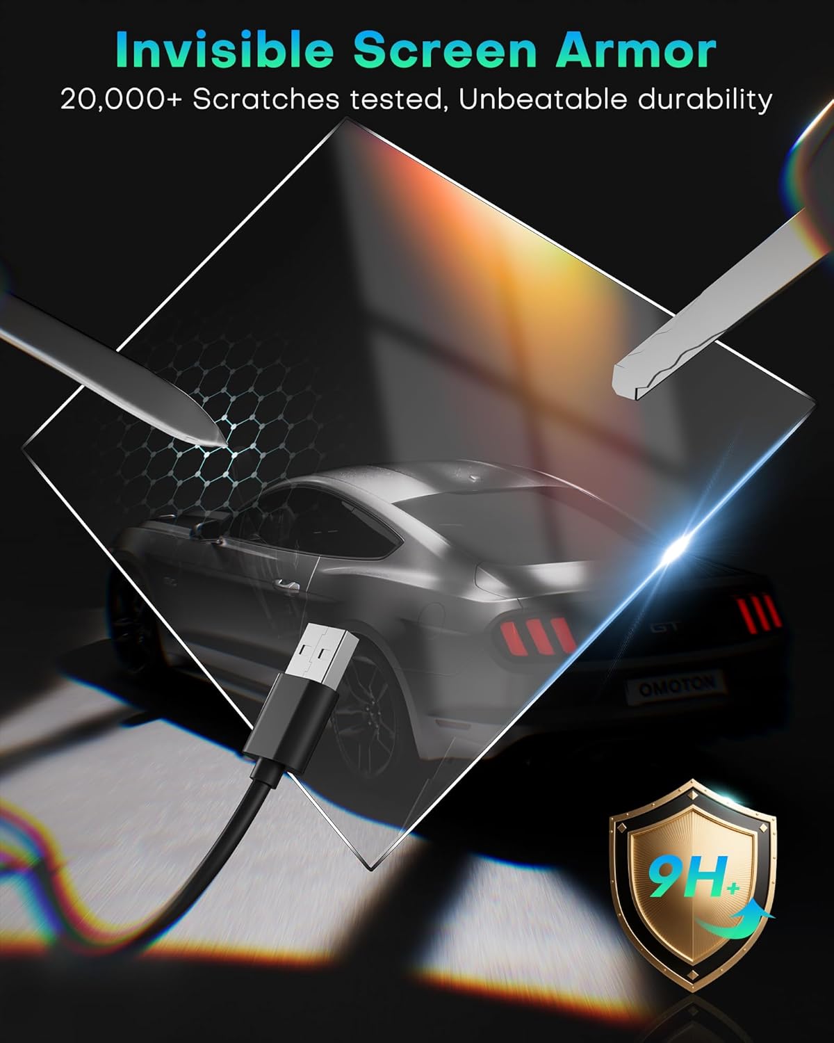 OMOTON Screen Protector for Ford Explorer 2020-2024, (XLT/ST-Line/Limited/Timberline/ST/Platinum/King Ranch) 10.1 Inch Touchscreen Accessories 9H Hardness Tempered Glass, Anti-Scratch, HD Clear