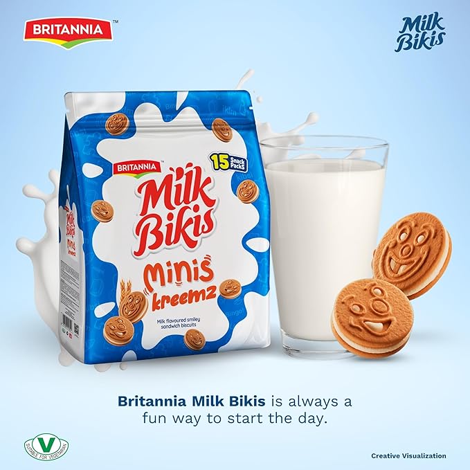 Britannia Milk Bikis Minis Kreemz Biscuits 200g Galletas Sabor Leche miniatura 5