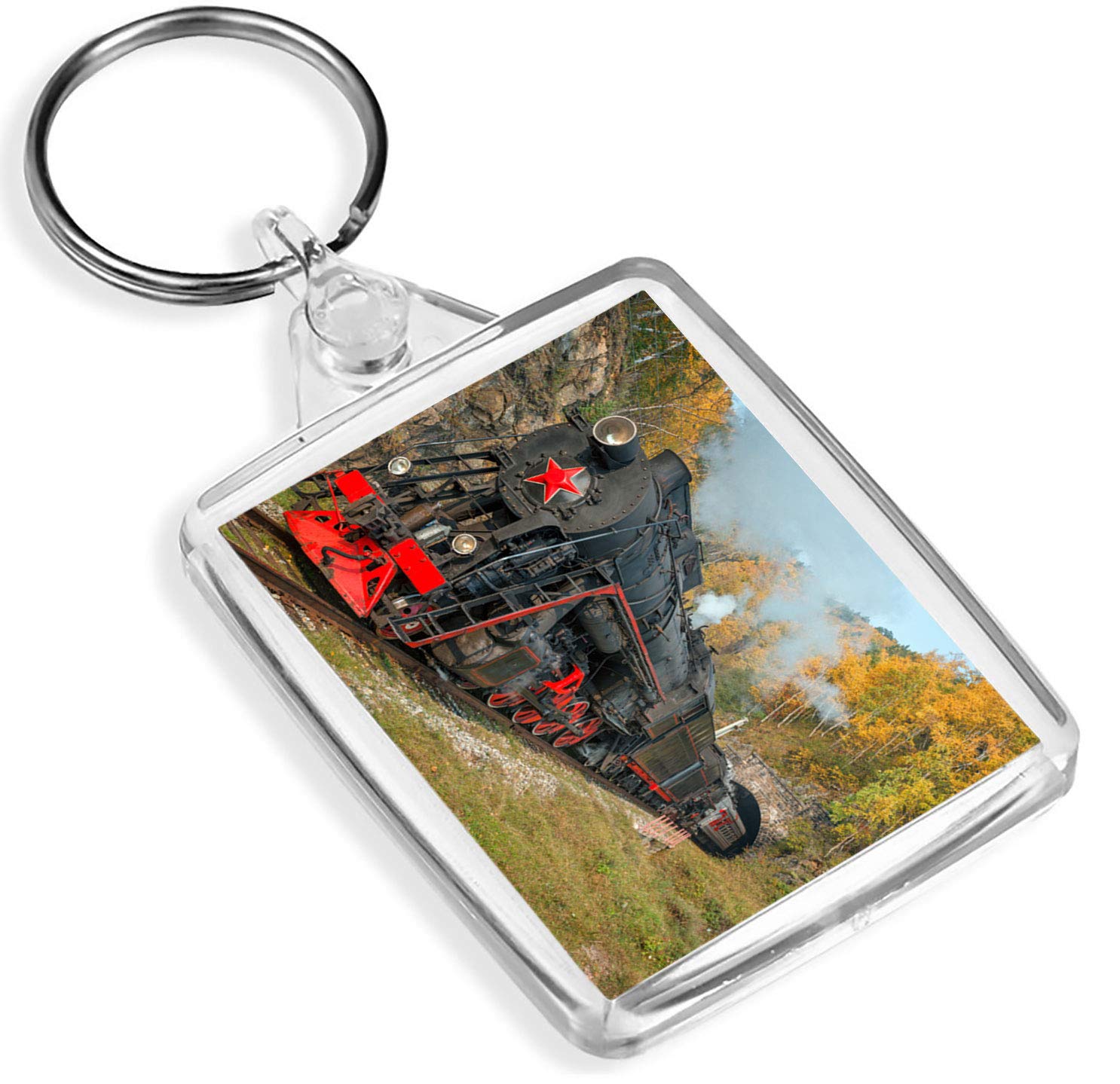 1 x Steam Train Railway Fun Hobby- Keyring - IP02 - Mum Dad Kids #2177