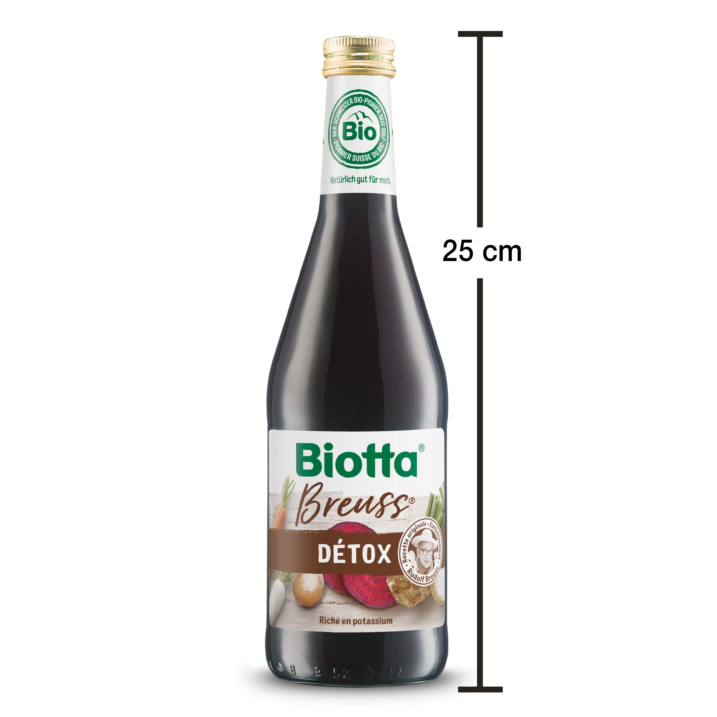 BIOTTA - Jus Breuss Original Détox - Mélange harmonieux de précieux jus de légumes 100% bio - Riche en potassium - 500ml - Fabrication Suisse - Lot de 3