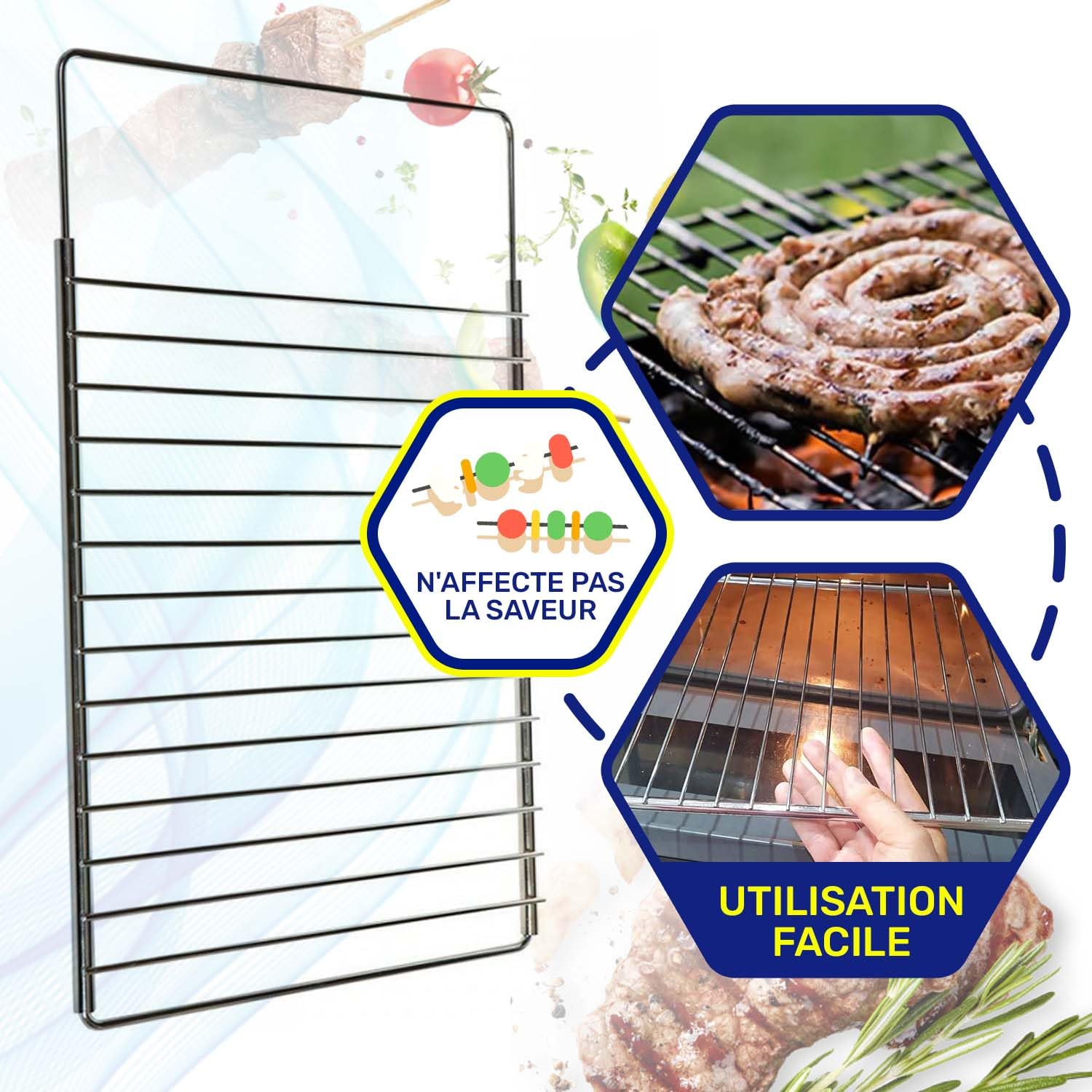 Grille de barbecue coulissante de 38 cm à 64 cm x 32 cm en acier inoxydable chromé et équipée de vis à tête fraisée et clé de montage – Fabriqué en Italie – Garantie 10 ans MONTERAL