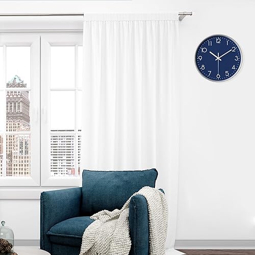 Miniatura 3 de Reloj de pared para cocina, reloj de pared pequeño silencioso sin tictac, movimiento analógico a pilas, color azul marino, moderno, decorativo, con