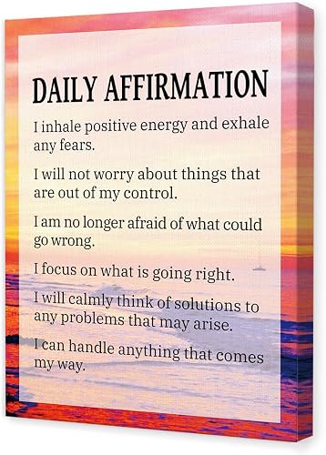 Daily Affirmation Wall Art,Inspirational Wall Decor for Office,Motivational Canv