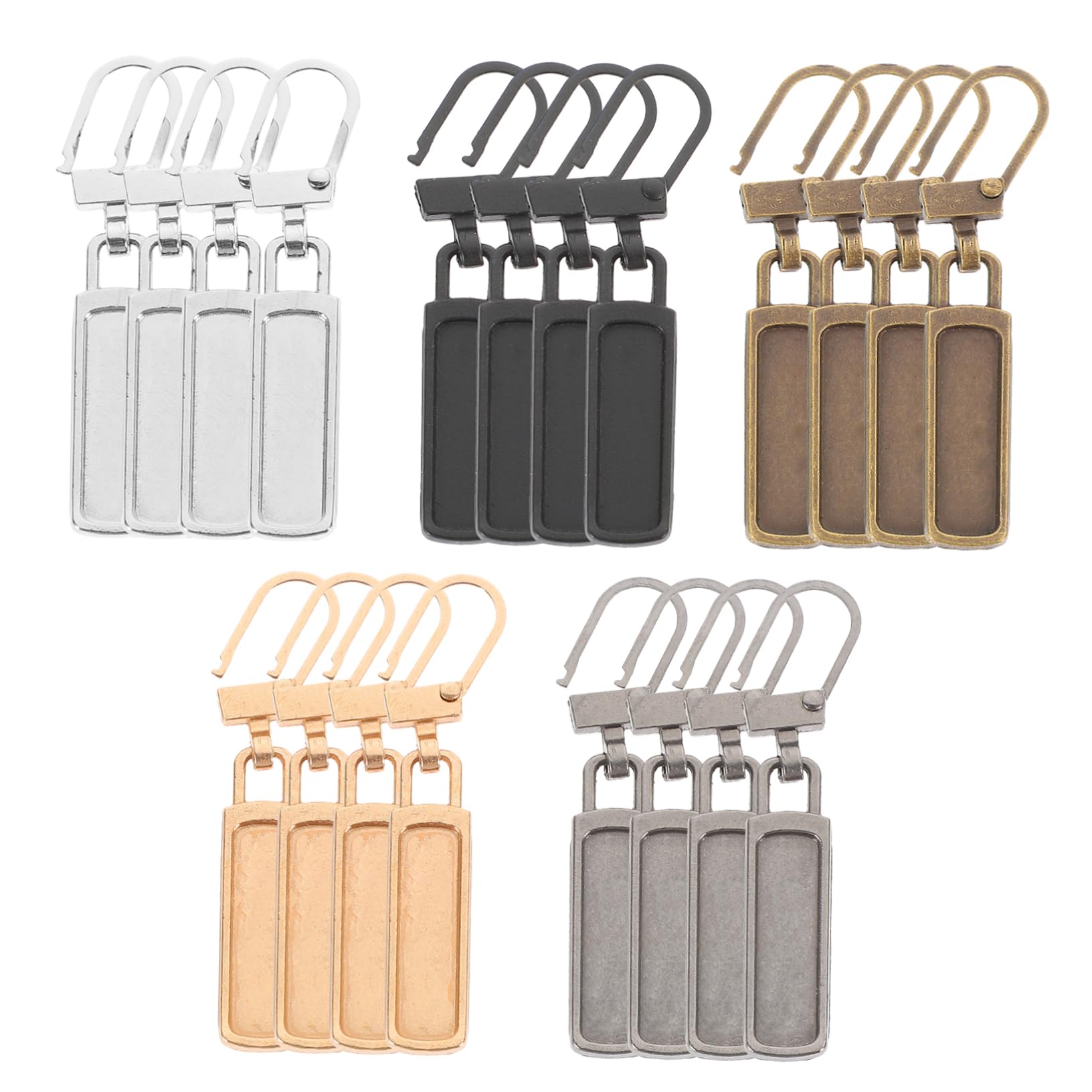 DOITOOL 20pcs Zipper Pull Replacement Kit for Jacket Bag Shoes Sturdy Metal Zipper Heads for DIY Repair