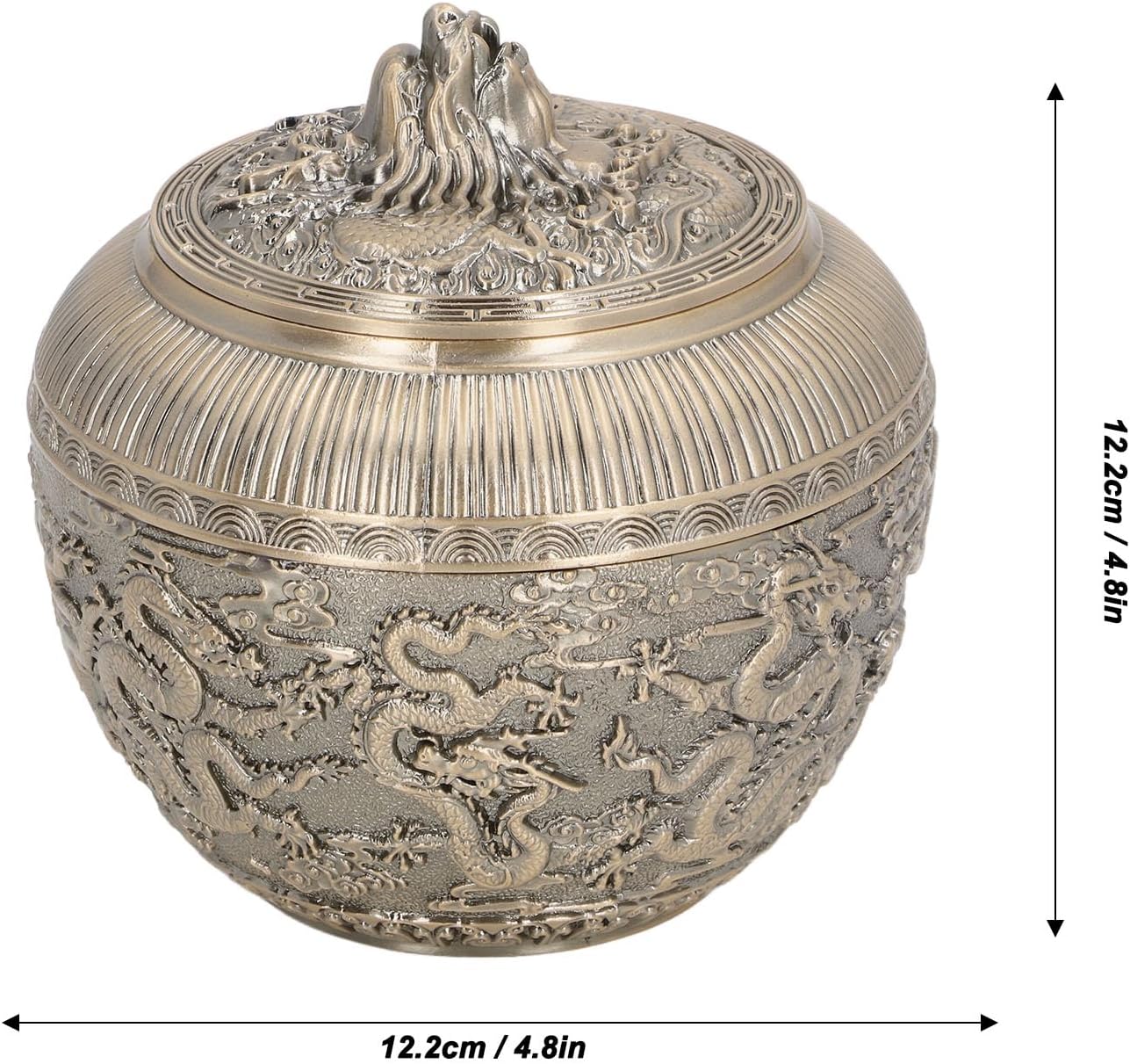 Fdit Vintage Alloy Tea Canister with Airtight Lid - Decorative Metal Storage Container for Loose Tea, Coffee, Sugar, Flour - Retro Kitchen Jar for Cabinets & Countertops (Small