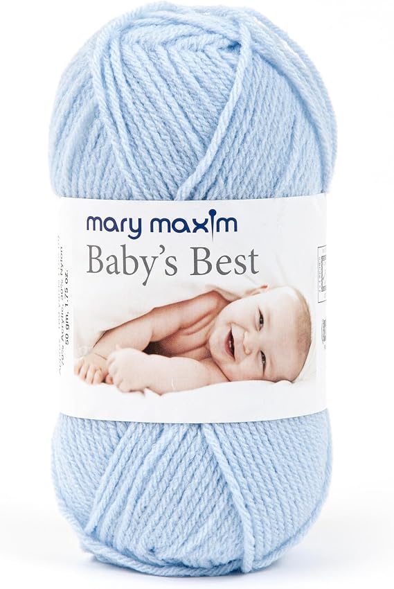 Mary Maxim Babys Best Blue Yarn for Crocheting and Knitting, Lightweight Size 2 Yarn for Baby Blankets, Afghans and Clothing, Soft Acrylic Nylon Blend, 171 Yards - 1 Skein