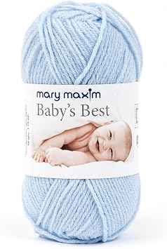 Mary Maxim Babys Best Blue Yarn for Crocheting and Knitting, Lightweight Size 2 Yarn for Baby Blankets, Afghans and Clothing, Soft Acrylic Nylon Blend, 171 Yards - 1 Skein