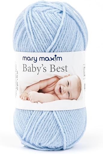 Mary Maxim Baby’s Best Blue Yarn for Crocheting and Knitting, Lightweight Size 2 Yarn for Baby Blankets, Afghans and Clothing, Soft Acrylic Nylon Blend, 171 Yards - 1 Skein