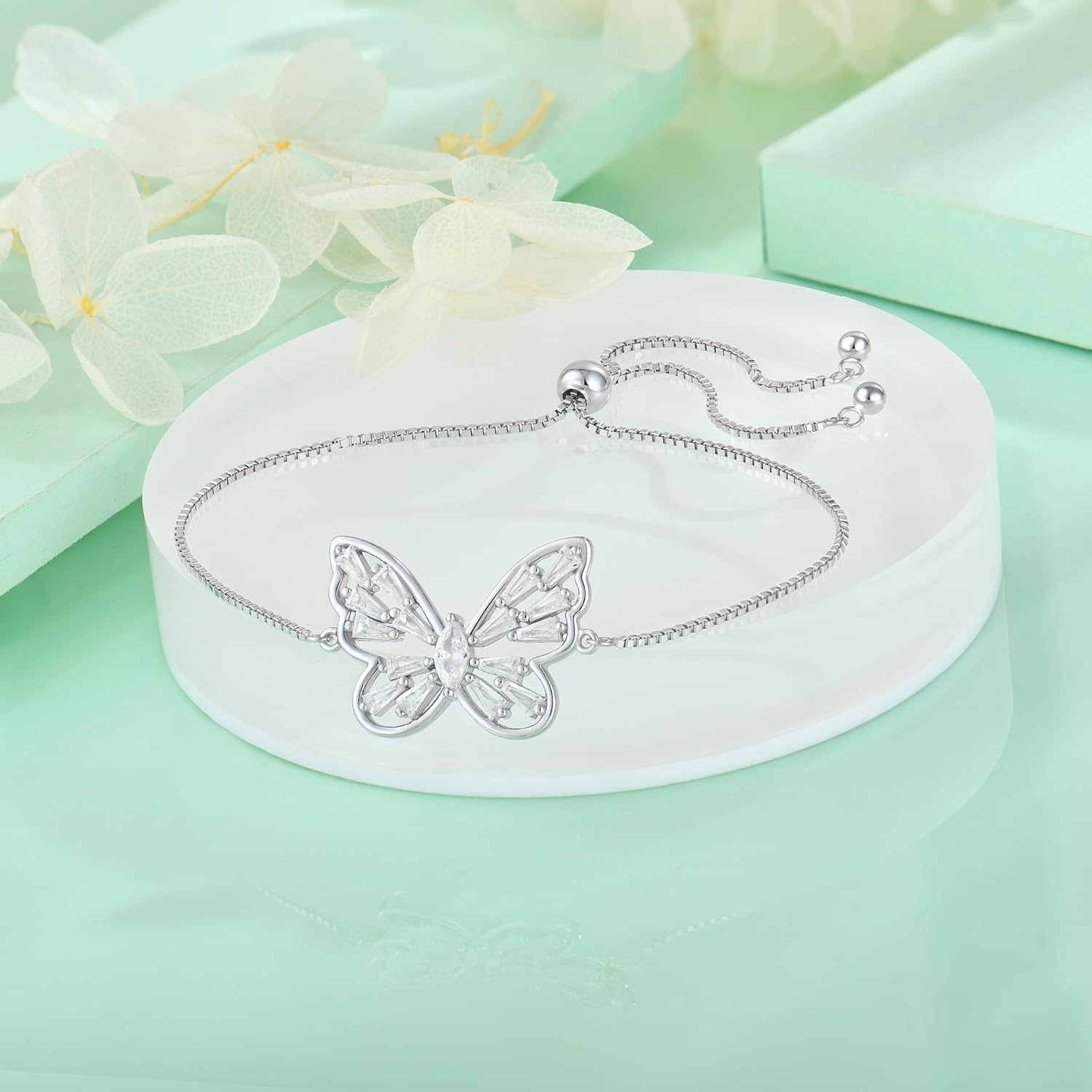 STARCHENIE Butterfly Bracelet for Women 925 Sterling Silver Birthstone Butterfly Bracelets Jewelry Gift with Adjustable Chain - Image 5
